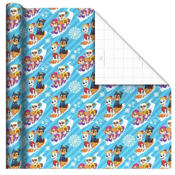 Hallmark Wrapping Christmas Paper Paw Patrol Chase and Friends Sledding Holiday - Picture 2 of 4